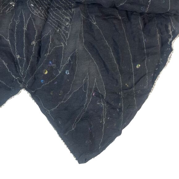 VTG SHE Sequin Beaded Butterfly Top Womens OS 70's Disco Retro Glam Silk Rayon - Picture 10 of 14